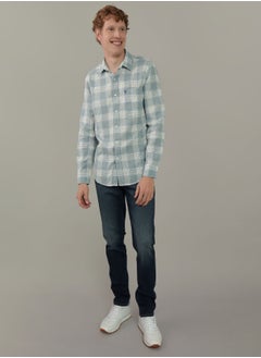 اشتري AE Slim Fit Everyday Plaid Linen-Blend Button-Up Shirt في السعودية