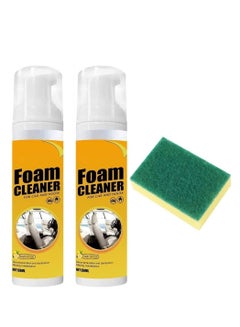 اشتري Multipurpose Foam Cleaner, 2PCS Foam Cleaner for Car and House Lemon Flavor, Car Seat Upholstery Strong Stain Remover, Cleaning Spray for Car, Home, Kitchen (2 X 60ml) في الامارات