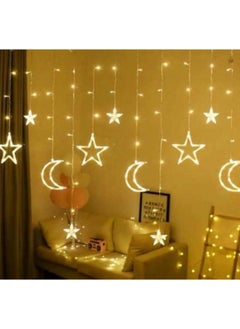 Buy Radiant Ramadan: 4m Crescent & Stars Hanging Light Curtain - Illuminated Islamic Decor for Festive Nights! in Egypt