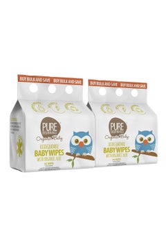 Buy Organic Baby Wipes Biodegradable With Organic Aloe 192 Pieces Pack of 2 in UAE
