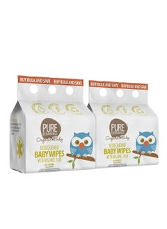 Buy Organic Baby Wipes Biodegradable With Organic Aloe 192 Pieces Pack of 2 in UAE