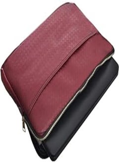 اشتري Accelerate Checkered Maroon Leather Protective 15-15.6 inch Premium Laptop Sleeve Case with Zipper and Front Pocket for Accessories | Slim Design Laptop Bag compatible with MacBooks and Laptops في مصر