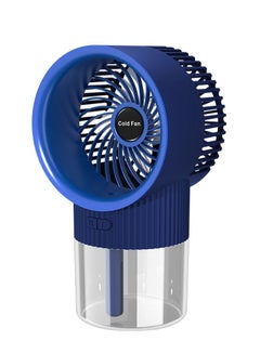 Buy 2-in-1 Mini Portable Water Mist Fan with Colorful Atmosphere Lamp 350ml 6.5W 3-Speeds USB Charging W39 Blue in UAE