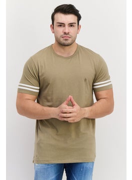 Buy Men Crew Neck Short Sleeve Plain T Shirt, Olive in UAE