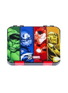 Buy Avengers Super Hero 6 to 4 Compartment Convertible Bento Tritan Lunch Box - Black in UAE
