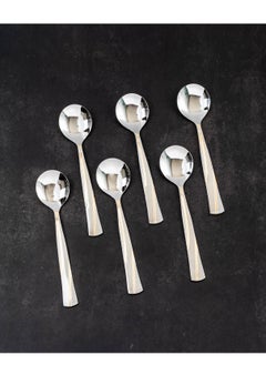 Buy Stainless steel soup spoon with golden style 6 pieces in Saudi Arabia