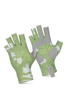 Buy Camouflage Fishing Gloves with Silicone Anti-Slip Design - Comfortable, Breathable Fishing Gloves with Sun Protection( L-XL) in UAE