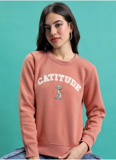 Buy Embroidered Round Neck Sweatshirt with Long Sleeves in Saudi Arabia