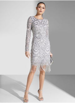 Buy Embellished Mesh Detail Dress in Saudi Arabia