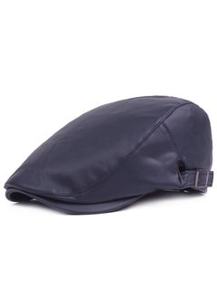 اشتري Leather Beret Winter Leather Warm Leather Hat Blue في الامارات