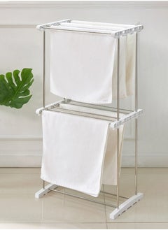 Buy 2-tier laundry drying rack Floor Standing Towel Holder Multi-Layer Design Sturdy and Durable in Saudi Arabia