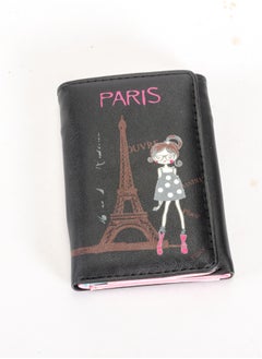 Buy Leather Flip Wallet & Card Holder with 9 Pockets and Zipped Pocket Paris Black in Egypt