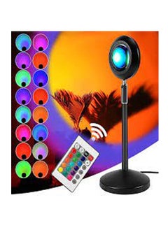 Buy Multiple Colors Sunset Lamp Projector with Remote 180 Degree Rotation Rainbow Night Light USB Charging LED Lighting Retractable Sunset Light for Bedroom Home Decor in UAE