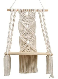 Buy Bohemian Wall Hanging Shelf for Bedroom Living Room Nursery Bathroom Handmade Rope Storage Rack for Picture Frames and Plant Display in UAE