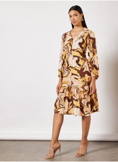 اشتري Marble Print Midi Dress في الامارات