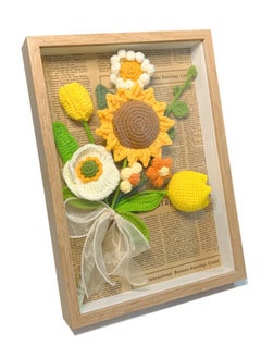 اشتري Handmade Preserved Crochet Sunflower with Photo Frame - Artificial Hand-Knitted Sunflower Roses Bouquet Wall Decor Gift for Her Birthday Gifts for Women, Mothers Day Sunflower Gifts for Mom في السعودية