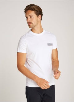 Buy Men's Printed Badge T-Shirt - Cotton, White in Saudi Arabia