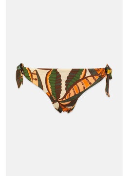 Buy Women Printed Bikini Bottom, Green and Brown in Saudi Arabia