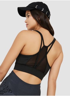 Buy Mesh Insert Overlay Strap Back Detail Active Sports Bra in Saudi Arabia