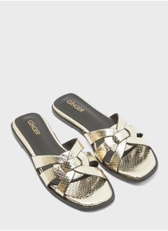 Buy Belen Snakeskin Criss Cross Slides in Saudi Arabia