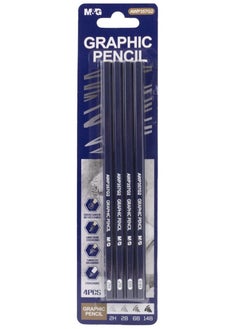 Buy M&G Set of 4 Graphic Pencils (2H-2B-6B-14B) No: AWP357G2 in Egypt