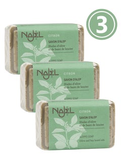 اشتري Aleppo Najel Organic Soap with Lemon for Greasy Skin, for face, body and hair, 100g - Pack of 3 Soaps في السعودية