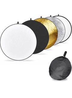 Buy Padom 43 Inch Or110 Centimeter Light Reflector 5 in 1 Collapsible Multi Disc with Bag Translucent Silver Gold White and Black for Studio Photography Lighting and Outdoor Lighting in UAE