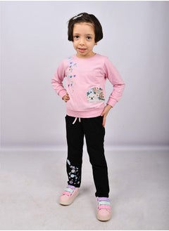 اشتري Girls' two-piece set, multi-size, pink and black في السعودية