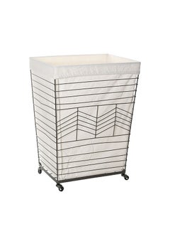 Buy Spruce Metal Hamper With Liner, Black & White - 30 cm in UAE