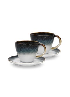 اشتري 2pcs Mug And Saucer Set 230 ml, Galatica Series Dishwasher&Microwave Safe, Breakfast Cup, for Coffee, Cocoa, Cappuccino, Milk في الامارات