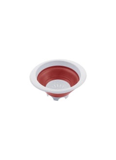 Buy Sink Foldable Colander Round - Red And White 27 cm in UAE