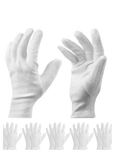 Buy White Cotton Gloves Large Moisturizing For Dry Hands Eczema, Overnight Lotion Spa 6 Pairs Jewelry Inspection Work in UAE