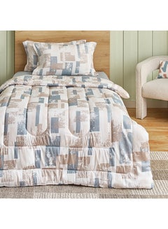 Buy Houston Vaasa 3-Piece Printed Cotton Twin Comforter Set 220 x 160 cm in UAE