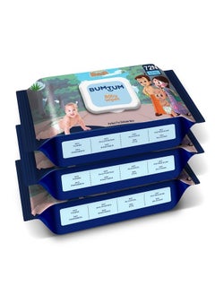 Buy Baby Chota Bheem Gentle Soft Moisturizing Wet Wipes With Lid ; Aloe Vera & Chamomile Extracts ; Paraben & Sulfate Free (Pack Of 3 72 Pcs. Per Pack) in UAE