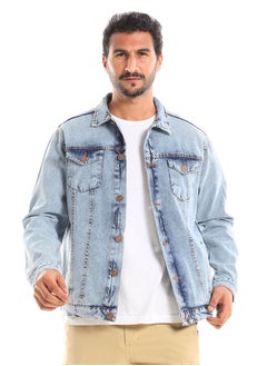 Buy Sun Bleached Buttons Fastening Regular Jeans Jacket in Egypt