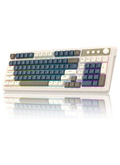 Buy S99 Keys Creamy Gaming Keyboard, Tri-Mode Bluetooth/2.4GHz/USB-C Retro Keyboard with NumberPad RGB Backlit, Media Knob Programmable Membrane Computer Keyboard in UAE