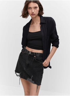 اشتري Ripped Denim Skirt في الامارات