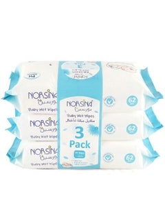 Buy Norsina Baby Wet Wipes 3 * 62 pcs Count 186pcs in Saudi Arabia