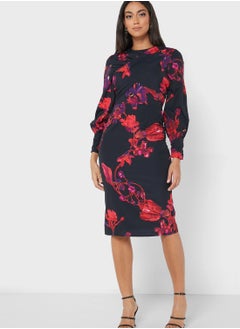 Buy Split Detail Floral Print Dress in UAE