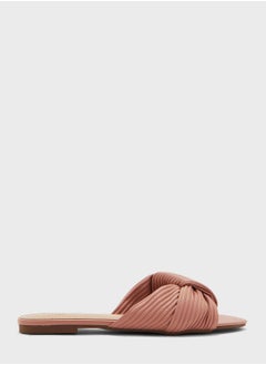 Buy Pleated Knot Front Flat Sandal in UAE