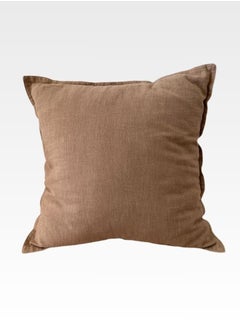 Buy 1 Piece 50*50cm Size, 100% Linen Cushion Cover, Solid Amber Brown. in UAE