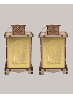 Buy 2 Pcs Wooden Ramadan Lantern Ramadan Kareem Decoration Light Eid Decoration Lantern Lamp For Indoor And Outdoor Use Decoration Ramadan Light in UAE