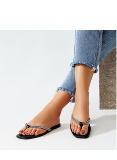 Buy Flat Slipper With Toes And Braces-BLACK in Egypt