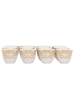 Buy White Porcelain Coffee Cups Set with Gold Pattern 12 Pieces in Saudi Arabia