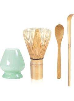 Buy Matcha Whisk Set - Matcha Whisk (Chasen), Traditional Scoop (Chashaku), Tea Spoon, Whisk Holder - The Perfect Bamboo Matcha Kit to Prepare a Traditional Cup of Japanese Matcha Tea (Green) in Saudi Arabia