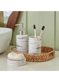 Buy Frida 3-Piece Ceramic Bathroom Accessory Set 7 x 18 x 17 cm in UAE