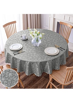 اشتري Round Tablecloth Waterproof Vinyl Tablecloth Round Heavy Duty Table Cloth Wipeable Table Cover for Kitchen and Dining Room Indoor Outdoor Party Wedding Grey 60" Round في الامارات