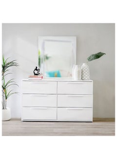 اشتري Serenity Dresser With Mirror Durable Vanity Table Dressing Makeup Desk With Storage Modern Design Bedroom Furnitures 139x41x82cm White/Black في الامارات
