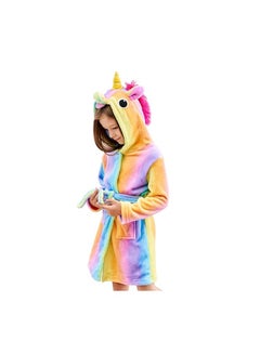 Buy Baby Girls Unicorn Design Bathrobes Hooded Nightgown Soft Fluffy Bathrobes Sleepwear For Baby Girls (140) in UAE