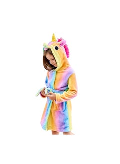 Buy Baby Girls Unicorn Design Bathrobes Hooded Nightgown Soft Fluffy Bathrobes Sleepwear For Baby Girls (140) in UAE